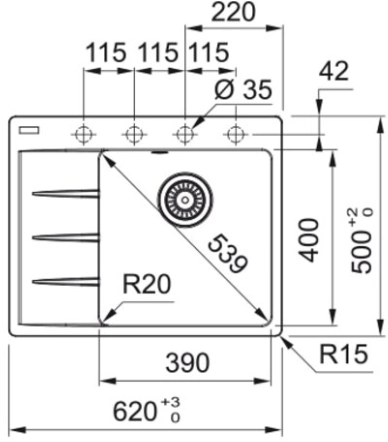 Мойка Franke CNG 611/211-62 TL, чаша справа, белый