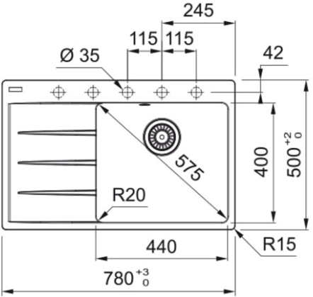 Мойка Franke CNG 611/211-78 TL, чаша справа, черный